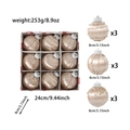 Detail of 8cm champagne Christmas balls with gold sequins and beads in a 9-piece set - 9 Pieces Set / Champagne