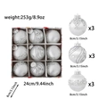 Detail view of 8cm silver Christmas ball set dimensions and weight specifications - 9 Pieces Set / Silver