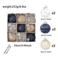 Detailed view of 8cm Christmas ball ornaments set with dimensions and weights - 9 Pieces Set / Blue