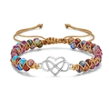 Handmade woven double-layer imperial turquoise heart bracelet with adjustable cord - Khaki