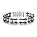 Punk style stainless steel bike chain bracelet in silver and black industrial design - Steel and Black Combo