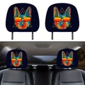 Set di 2 copripoggiatesta auto blu navy con divertente illustrazione pop art bulldog francese - Bulldog Francese (Stile 1)