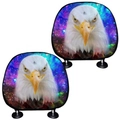 Universal car headrest covers set with eagle print and colorful nebula galaxy design - Realistic Eagle Galaxy Style (Style 4)
