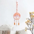 Bohemian tree of life suncatcher with pink natural crystals and hanging glass prisms - Valentine's Tree of Life Car Hanging