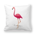 Nahaufnahme der dicken Pfirsichhaut-Stoffstruktur mit Flamingodruck auf dem Kissenbezug - 45x45cm / Tropischer Farbverlauf Handgezeichneter Flamingo Stil (7)