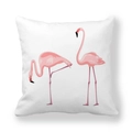 Quadratischer Kissenbezug aus Pfirsichhaut mit lebendigem Flamingo-Druck auf weiß - 45x45cm / Realistischer Doppelter Flamingo Stil (2)