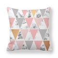 Detail of peach skin fabric pillowcase with geometric marble and pastel triangle patterns - 18x18 Inch / Warm Tone Geometric Triangle (13)