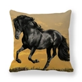 Detailed view of horse print on thick peach skin pillowcase with sunset scenery - Realistic Black Horse Running (5)
