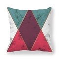 Detail of peach skin fabric pillowcase with geometric marble pattern and gold lines - 18x18 Inch / Wine Red Teal Marble (9)