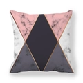 Macro detail of geometric marble pattern on soft peach skin pillowcase with gold lines - 18x18 Inch / Pink Grey Marble Geometric (7)
