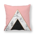 Pink peach skin pillowcase with geometric marble pattern and gold metallic lines - 18x18 Inch / Pink Black Marble Triangle (5)