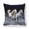 Macro detail of thick peach skin fabric texture on running horse square cushion cover - Realistic White Horse Night Sky (38)