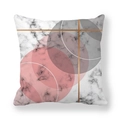Detail of soft peach skin cushion cover featuring geometric marble and gold ring patterns - Pink Gray Ring Marble (6) / 18x18 Inch