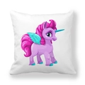 Detail of pink cartoon unicorn print on high-quality white square cushion cover fabric - Pegasus (11)