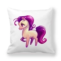 Detail view of cartoon unicorn graphic on soft pink and white decorative pillowcase - Q-Style Cute Pony (9)