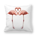 Quadratischer Kissenbezug aus Pfirsichhaut mit romantischem Flamingo-Herz-Design in Rosa - 45x45cm / Rosa Herz Flamingo Stil (1)