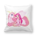 Detail of pink cartoon dragon and fairy print on soft white peach skin pillowcase - Pink Dragon and Fairy (8)