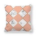 Geometric peach skin pillowcase with pink marble pattern and elegant gold accents - 18x18 Inch / Coral Pink Marble Geometric (1)