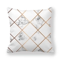 Modern marble pattern pillow case with rose gold geometric lines on peach skin fabric - 18x18 Inch / Grey Marble Geometric (2)