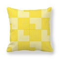 Macro view of yellow and white geometric square pattern on thick peach skin pillowcase - 18x18 Inch / Yellow 10-Geometric Squares