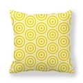 Dettaglio del motivo geometrico a cerchi gialli sulla federa in pelle di pesca - 45x45 cm / Giallo 8-Cerchi Concentrici