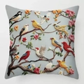 Kurzplüsch-Kissenbezug mit bunten Vögeln und Blumenmustern auf Ästen für Sofa-Deko - Relief-Stil mit bunten Vögeln auf dem Zweig (Stil-31) / 45*45 Superweich