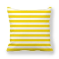 Detail view of yellow and white striped square cushion cover in thick peach skin fabric - 18x18 Inch / Yellow 7-Horizontal Stripes