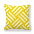 Federa quadrata moderna a righe geometriche gialle e bianche in tessuto pelle di pesca - 45x45 cm / Giallo 5-Strisce Incrociate
