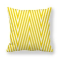 Dettaglio del motivo chevron giallo e bianco sulla federa del cuscino in pelle di pesca - 45x45 cm / Giallo 3-Onda a Lisca di Pesce