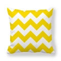 Yellow and white chevron pattern thick peach skin square throw pillow case for home decor - 18x18 Inch / Yellow 1-Wave Shape