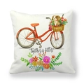 Kussensloop met rode vintage fiets en puppy voorzien van de tekst Together is better op wit - Rode Retro Fiets Stijl (4)