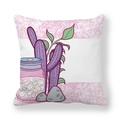 Detail of cartoon floral glass bottle print on soft peach skin throw pillowcase - Pink Transparent Jar Floral (12)