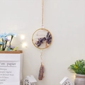 Tree of Life suncatcher featuring purple natural stones and crystal quartz pendant - Rosy Cloud Crystal Tree