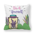 Detail of cartoon cactus glass jar and DIY quote printed on soft peach skin pillowcase - DIY Cactus Illustration (10)