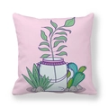 Detail of hand-drawn cartoon glass bottle and floral print on peach skin pillowcase - Purple Cap Transparent Bottle (8)