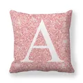 Housse de coussin à paillettes roses avec impression de la lettre A blanche au centre - 45x45 cm / Lettre A