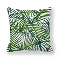 Detailed view of the square pillowcase with dense tropical green palm leaf patterns - Dense Palm Leaves (13)