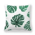 Detail of green monstera leaf print on white peach skin fabric cushion cover - Nordic Style Monstera Leaf (11)