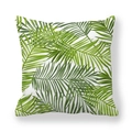 Detailed texture of green palm leaf print on white peach skin fabric cushion cover - Full Print Palm Leaves (10)