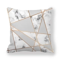Modern geometric peach skin pillowcase with marble pattern and rose gold accents - 18x18 Inch / Grey Gold Marble Geometric (4)