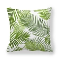 Detail view of tropical green palm leaf pattern on soft white peach skin pillowcase - Realistic Style Palm Leaf (9)