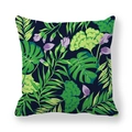Tropical monstera leaf and purple flower peach skin pillowcase with a dark background - Dark Rainforest Botanical (4)