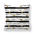 Détail de la housse de coussin carrée à rayures noires et blanches et motifs dorés - 45x45 cm / Style Triangle Doré à Rayures Noir et Blanc (10)