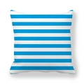Blue and white horizontal striped square pillowcase in soft peach skin fabric - 45x45cm / Blue White Minimalist Hand-painted Stripes (10)