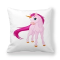 Pink cartoon unicorn pattern printed on a white peach skin velvet square pillowcase - Pink Cute Unicorn (3)