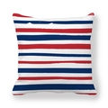 Detailed view of red, white, and navy horizontal stripes on peach skin pillowcase - 45x45cm / Red White Navy Artistic Stripes (7)