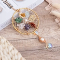 Tree of Life suncatcher variant with colorful natural stones and a crystal ball - Colorful Lotus Crystal Car Hanging