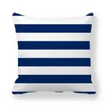 Marineblau und weiß gestreifter Kissenbezug aus Pfirsichhaut für stilvolle Wohndeko - 45x45cm / Dunkelblau Weiße Gleichmäßige Horizontale Streifen (3)