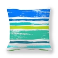 Bunter geometrischer Kissenbezug mit blauen und grünen Streifen aus Pfirsichhaut - 45x45cm / Blau Grün Weiß Handgemalte Streifen (1)