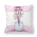 Blumiger Kissenbezug mit handgemalter lila Vase und blauem Blumenmuster Dekor - Blaue Vase Floral (1)